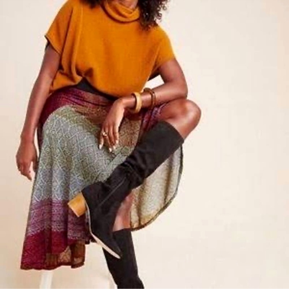Anthropologie Cecilia Prado Sweater High Low Abstract Multicolor Printed Skirt - Picture 2 of 11